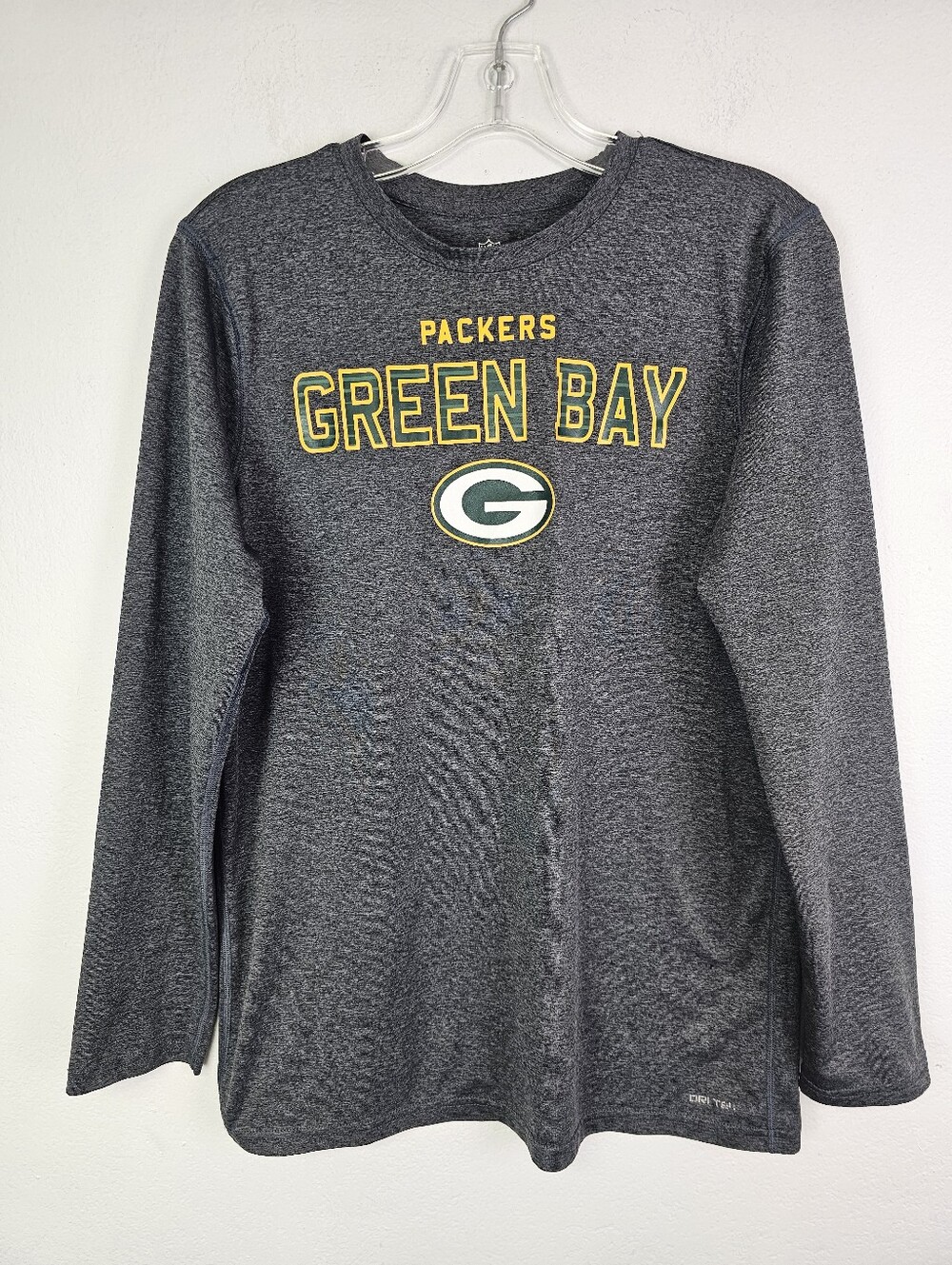 Green Bay Packers  Womens Poly Knit Gray Shirt Front Logo Sz XL Football Fans